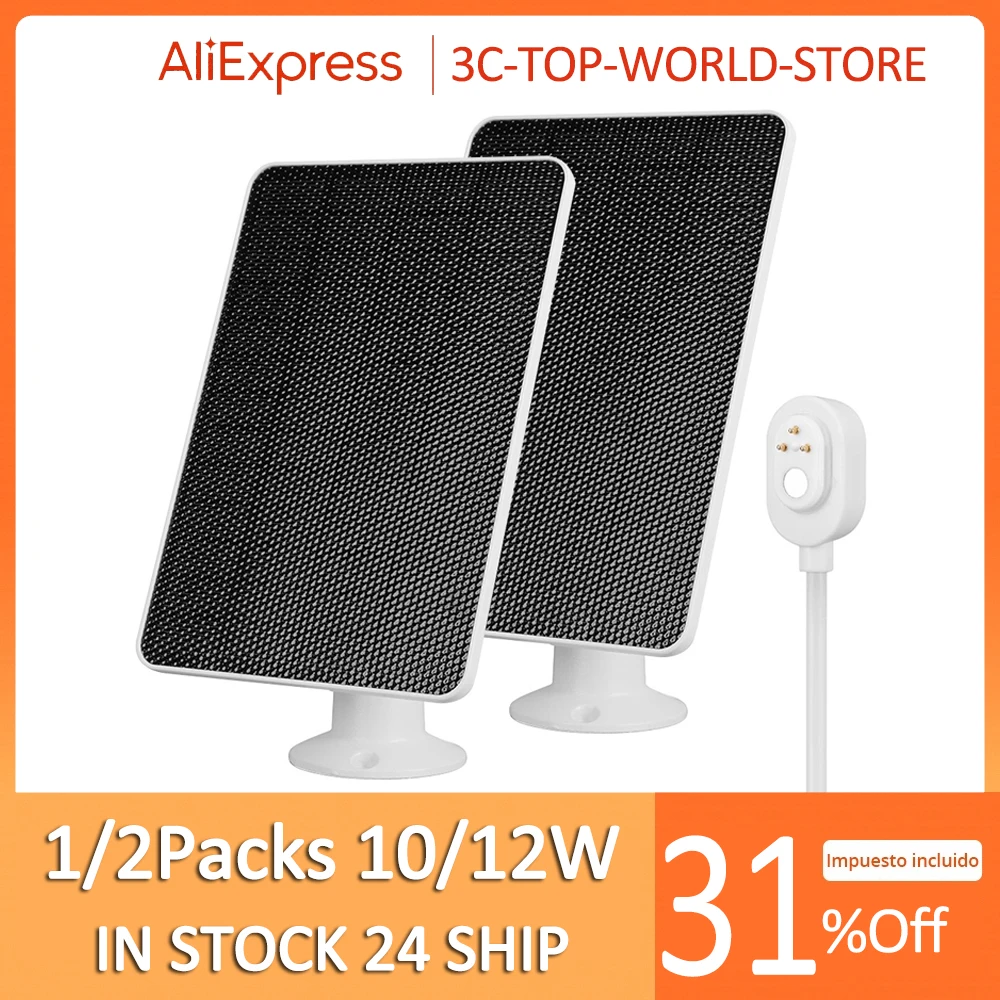 10W Solar Panel  For Arlo Ultra/Ultra 2 Pro 3 4 Floodlight Security Camera IP65 Waterproof Solar Cell With 10ft Cord (2/1 Pack)