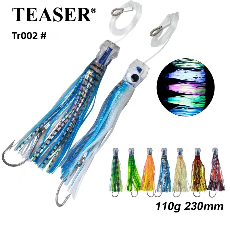 TEASER TR002 110g señuelo de pesca de mar señuelo de curricán cabeza acrílica 110g/23cm King Caballa calamar biónico