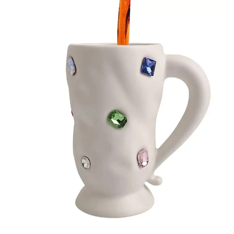 Crystal Coffee Mugs Novelty Colorful Gemstone White Ceramic Mug Unique Irregular Design Coffee Mugs For Wedding Festive