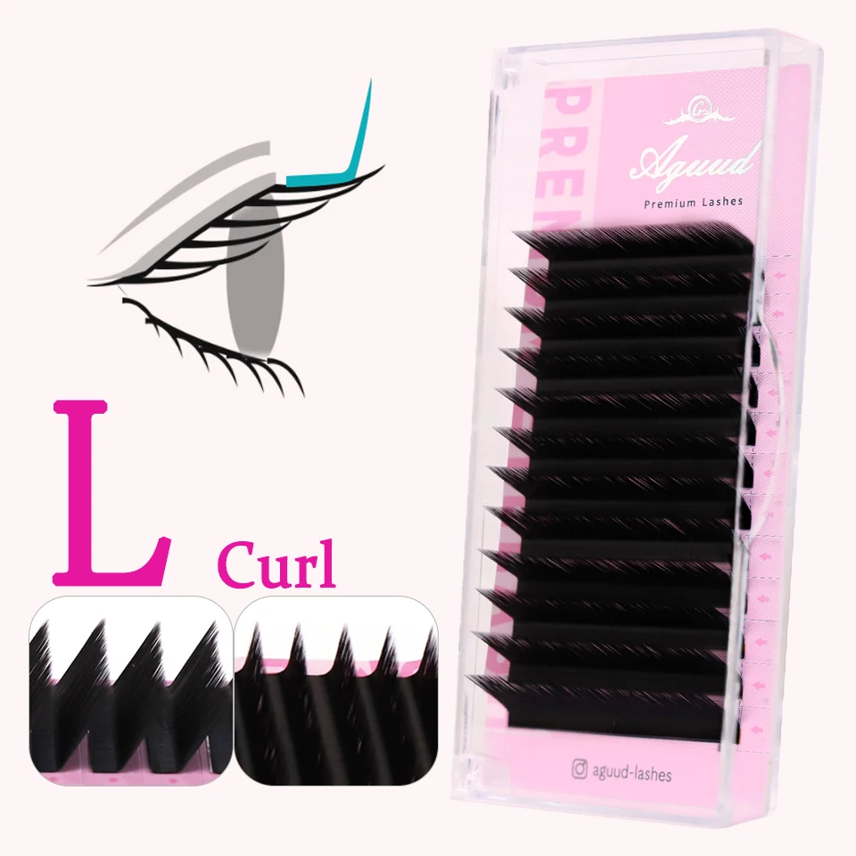 

Aguud L/M Curl Soft Natural Volume Cashmere Matte Black Lashes 8-15mm Mix Korean PBT Individual Eyelashes Extension Makeup Cilia