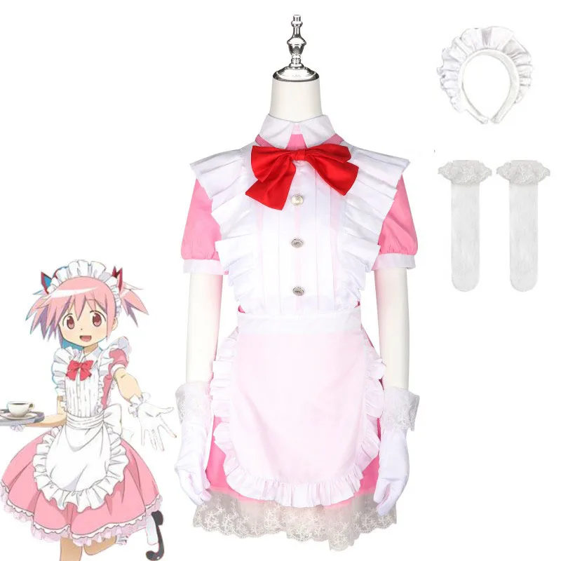 

Новинка 2025 года, платье горничной для косплея Kaname Madoka, Puella Magi Madoka Magica, костюм аниме, униформа горничной для волшебной девушки, костюмы на Хэллоуин