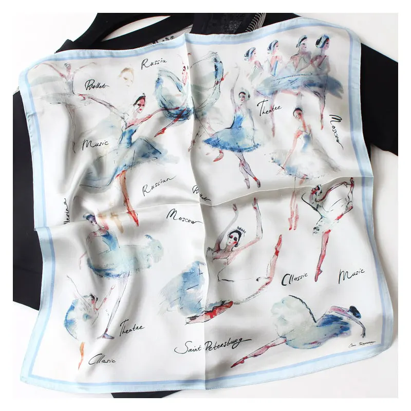 2025 جديد 100% وشاح حريري نقي النساء الرقبة الشعر فولارد باندانا ساحة عقال الحجاب طباعة المعطف الأوشحة الباشمينا شال 53 سنتيمتر #1