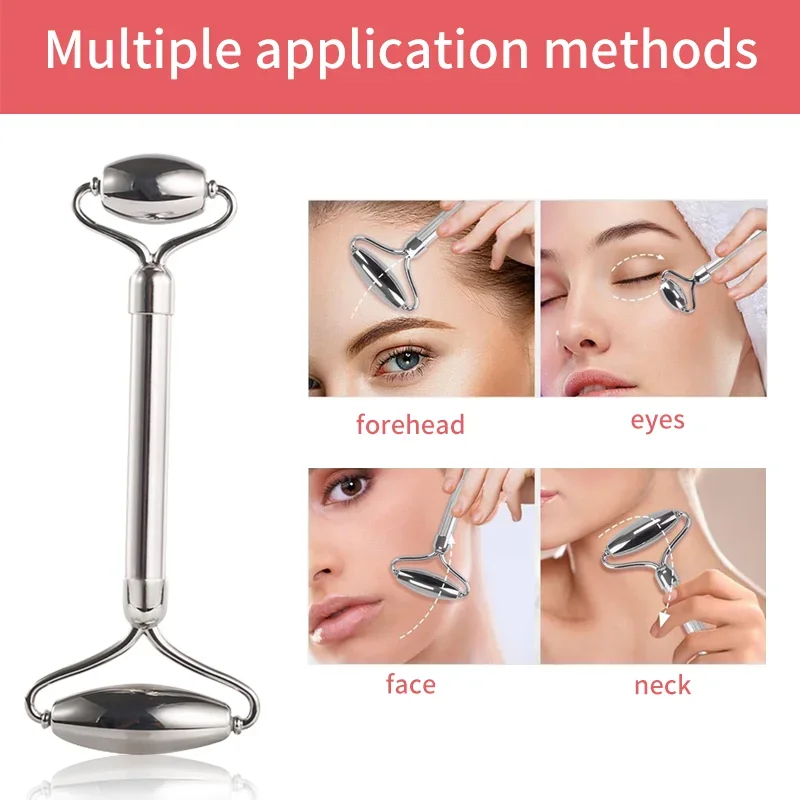 Stainless Steel Facial Roller Dual-Sided Facial Massager Cooling Roller Visibly Lifts & Firms Skin Face Massage Tool
