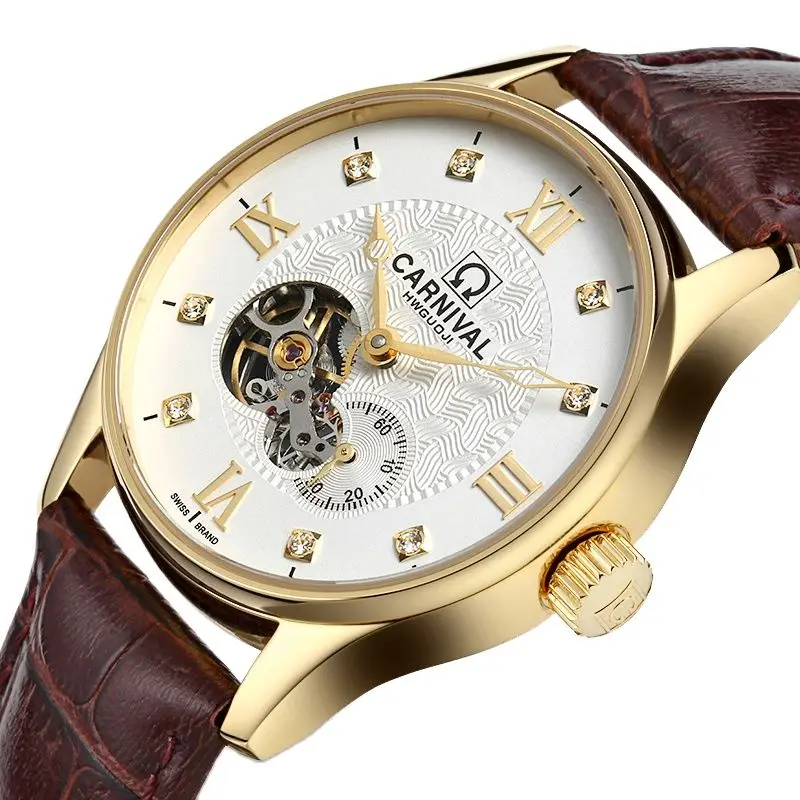 

Swizeland Carnival Brand Luxury Automatic Mechanical Men's Watches Sapphire Diamond Skeleton Flywheel Waterproof ClockC8671-7