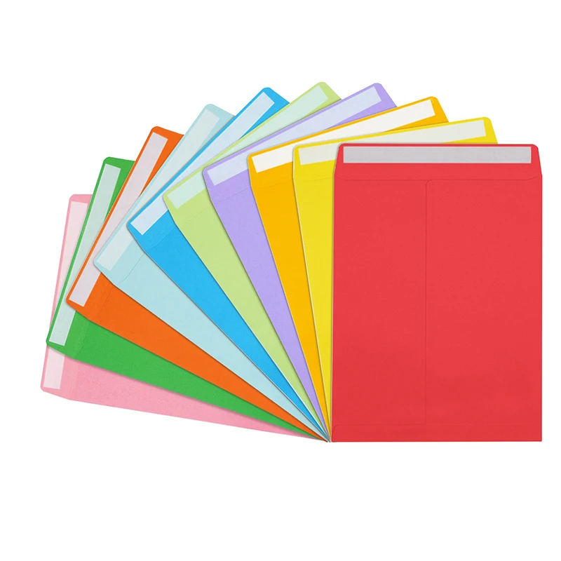 

50Pcs Large Paper Envelope 9x12inch Colored Gift Envelopes Self-adhesive Document Envelope File Bag Office Stationery Supplies