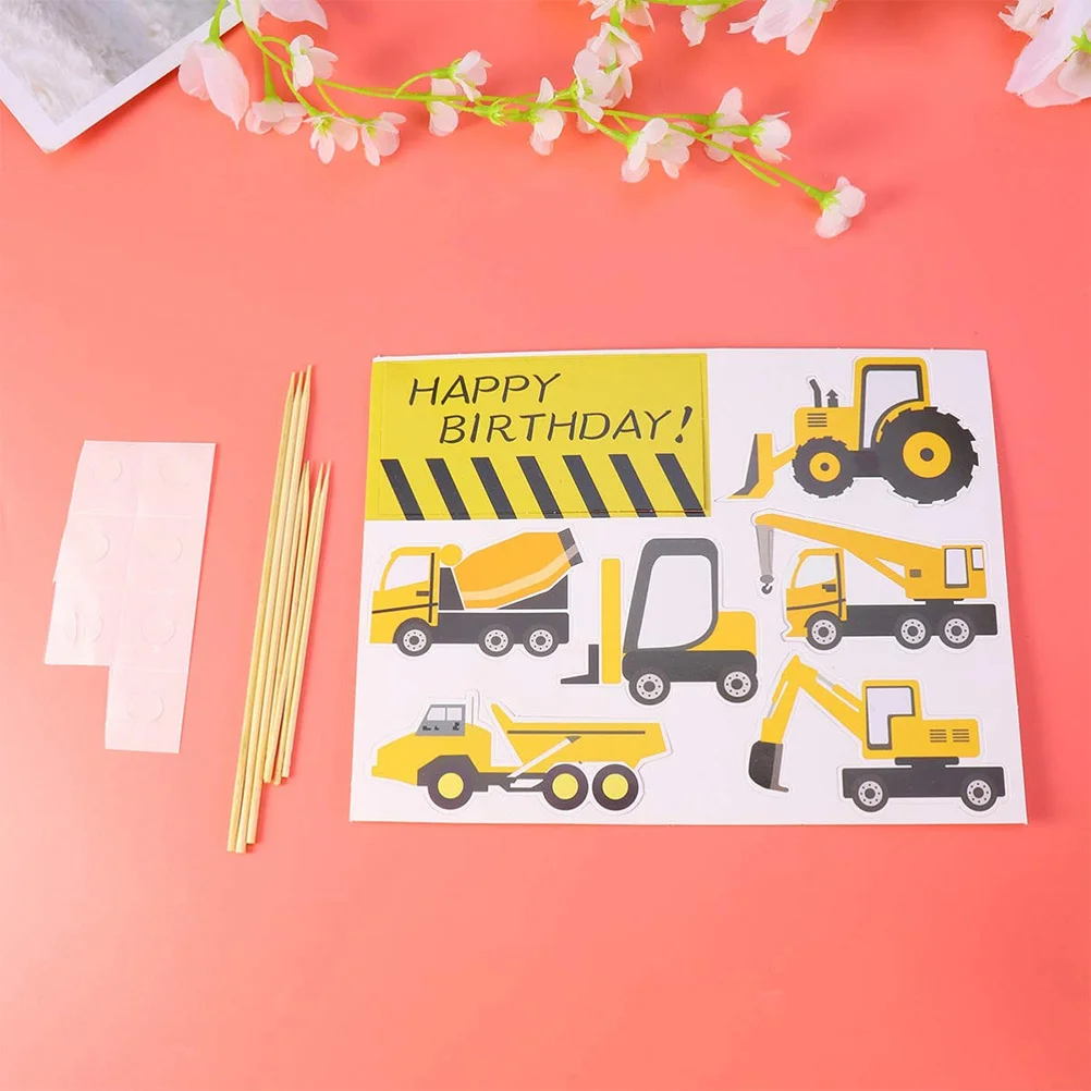 

35Pcs Construction Car Dessert Toppers Wooden Stick Cake Decorations for Shower Christmas Party Favors Photo Props