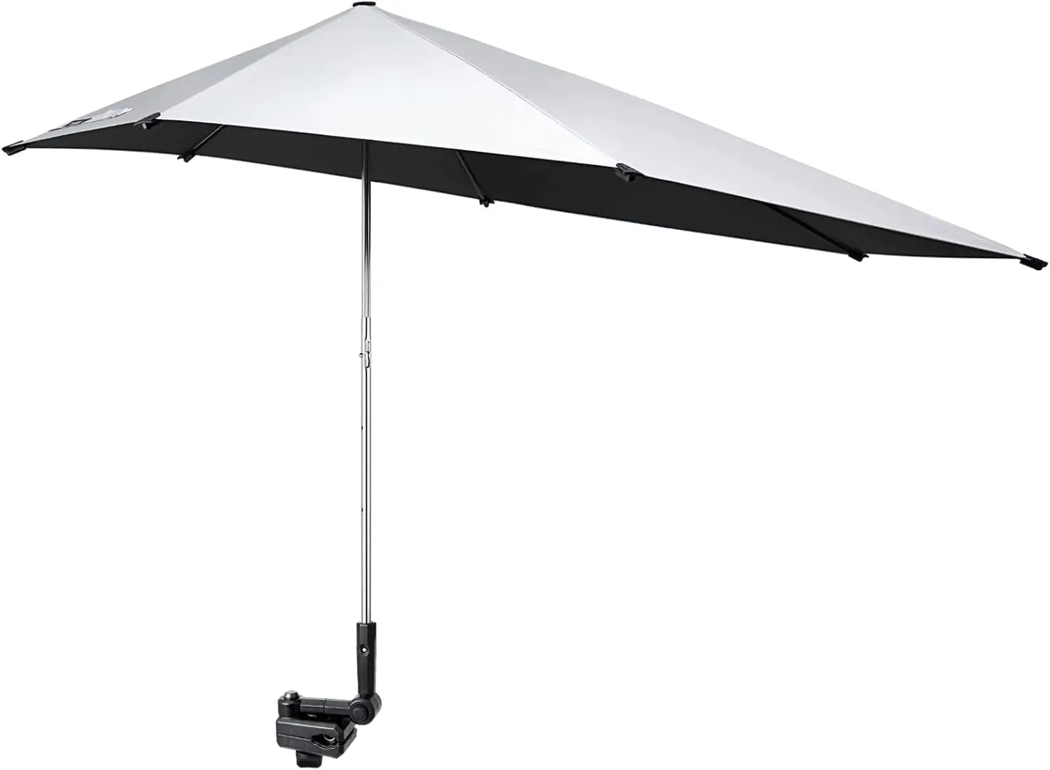 

Adjustable UPF 50+ Chair Umbrella with Universal Clamp for Beach, Golf, Wheelchair, Stroller (Black)