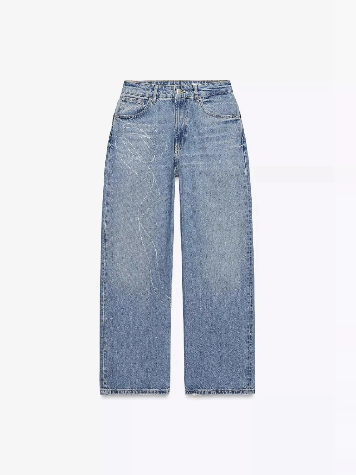 

Spring Summer New Punk Loose High Waist Rhinestone Decorated Boyfriend Sle Women's Jeans Long Trousers Casual Pure Color Wi...