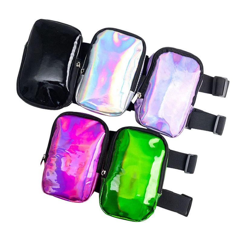 Fashion Holographic Thigh Bag for Women Adjustables Straps High Quality PU Waist Pouch Leg Bag for Outdoor Hiking Sport