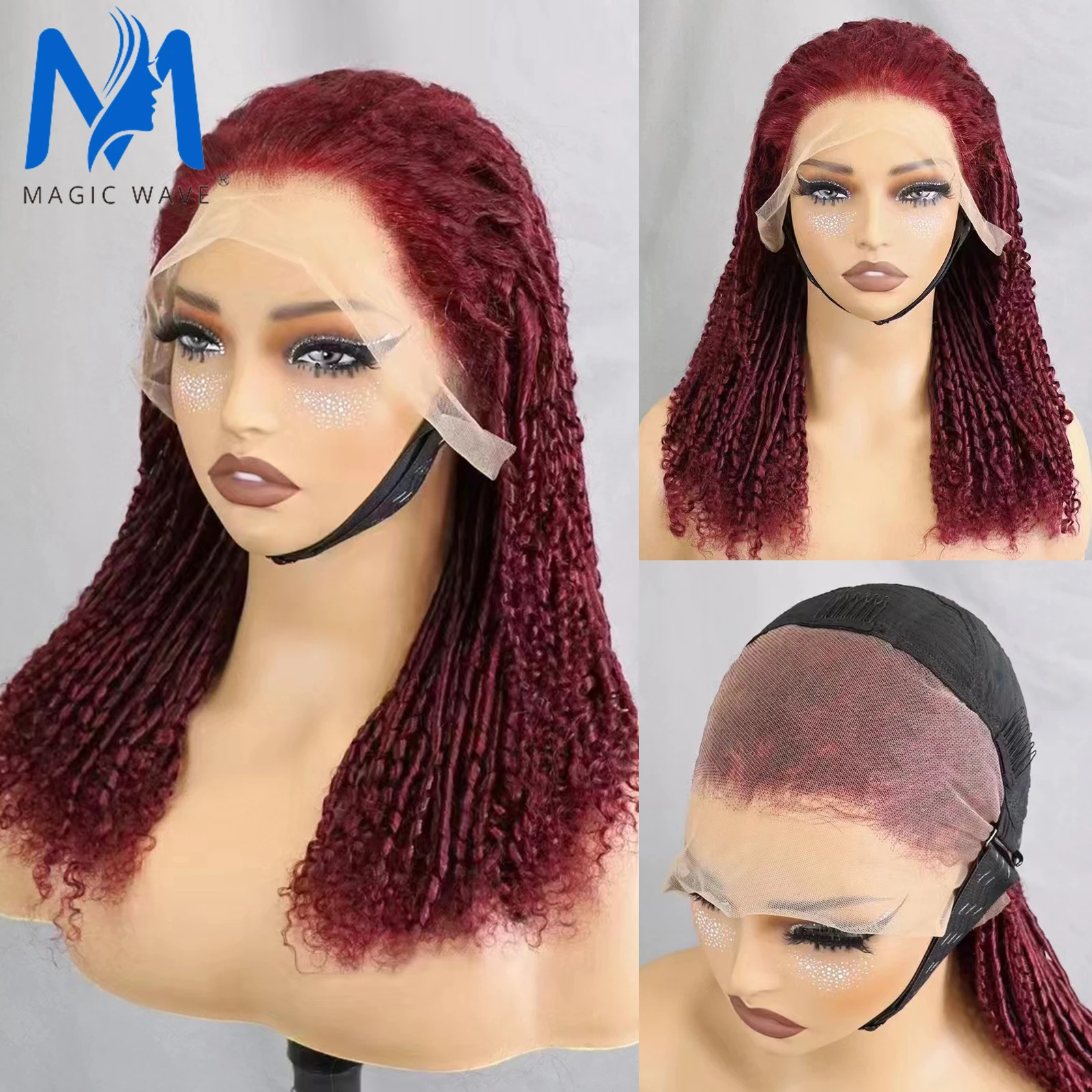 

Chopstick Roll Curly Human Hair Wigs for Black Women 99J# Burgundy 13x4 Lace Frontal Brazilian Remy Human Hair Wigs 250% Density