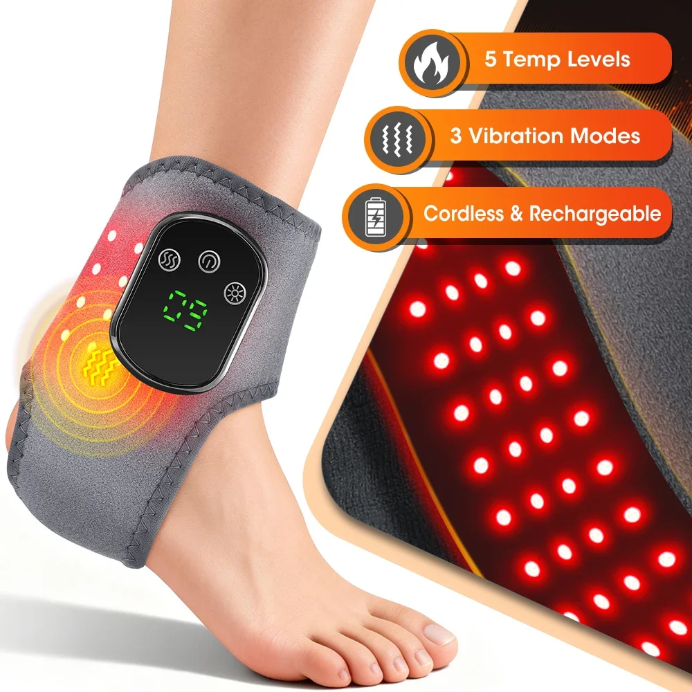 

Electric Cordless Ankle Foot Heated Massager 40pcs 660nm&600nm Light Beads Hot Compress For Joint Fatigue Relax Ankle Brace