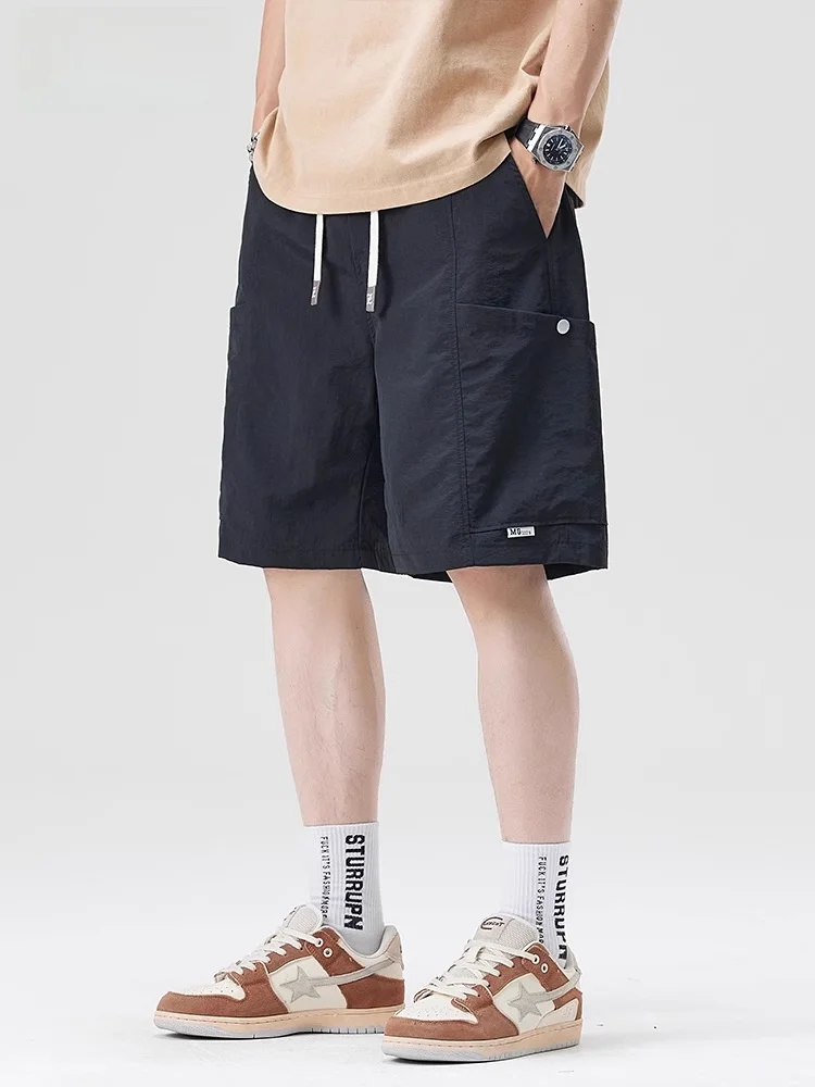 

Повседневные мужские летние тонкие спортивные брюки Wolf Hidden Fly, американский модный бренд, свободный крой, пять четвертей...