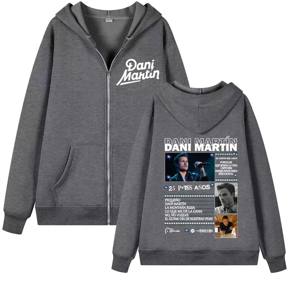 داني مارتن Ptos Anos جرافيك زمم هوديس الرجال النساء الموضة الكلاسيكية الاتجاه هوديي رجل المتضخم سحاب أكمام طويلة بلوزات