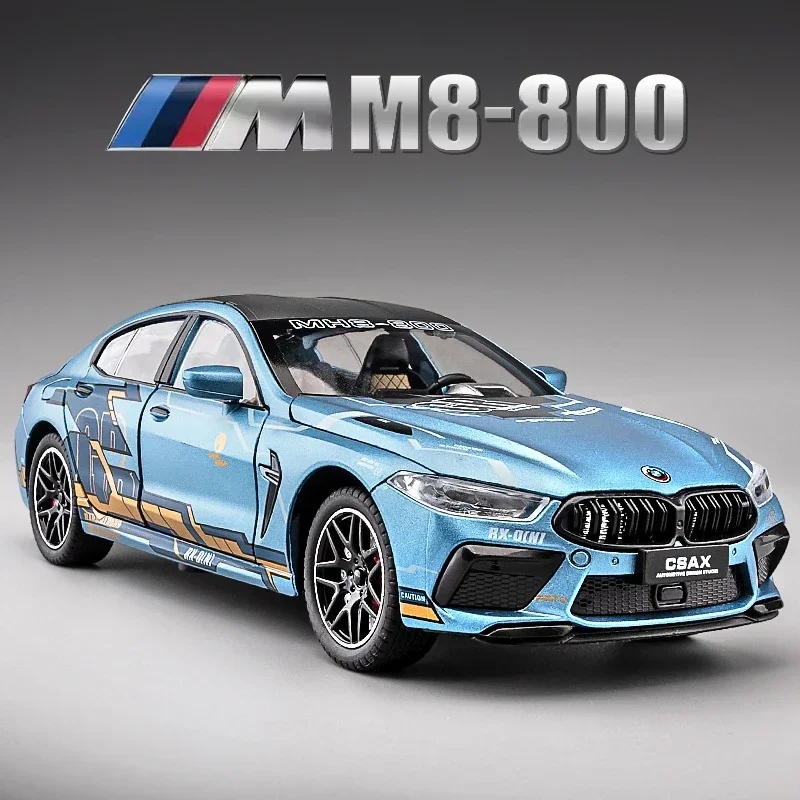 BMW-子供向けのm8スーパーカーモデル,合金車,音と光,車,車,車,車,ダイキャスト,子供のおもちゃ,収集品,誕生日プレゼント,1:24