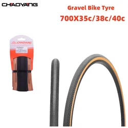 CHAOYANG Gravel Bike Tyre, Cross country Road Bicycle Brown edge Tire, 700X32c 35C 38C 40C Retro Outer tyre