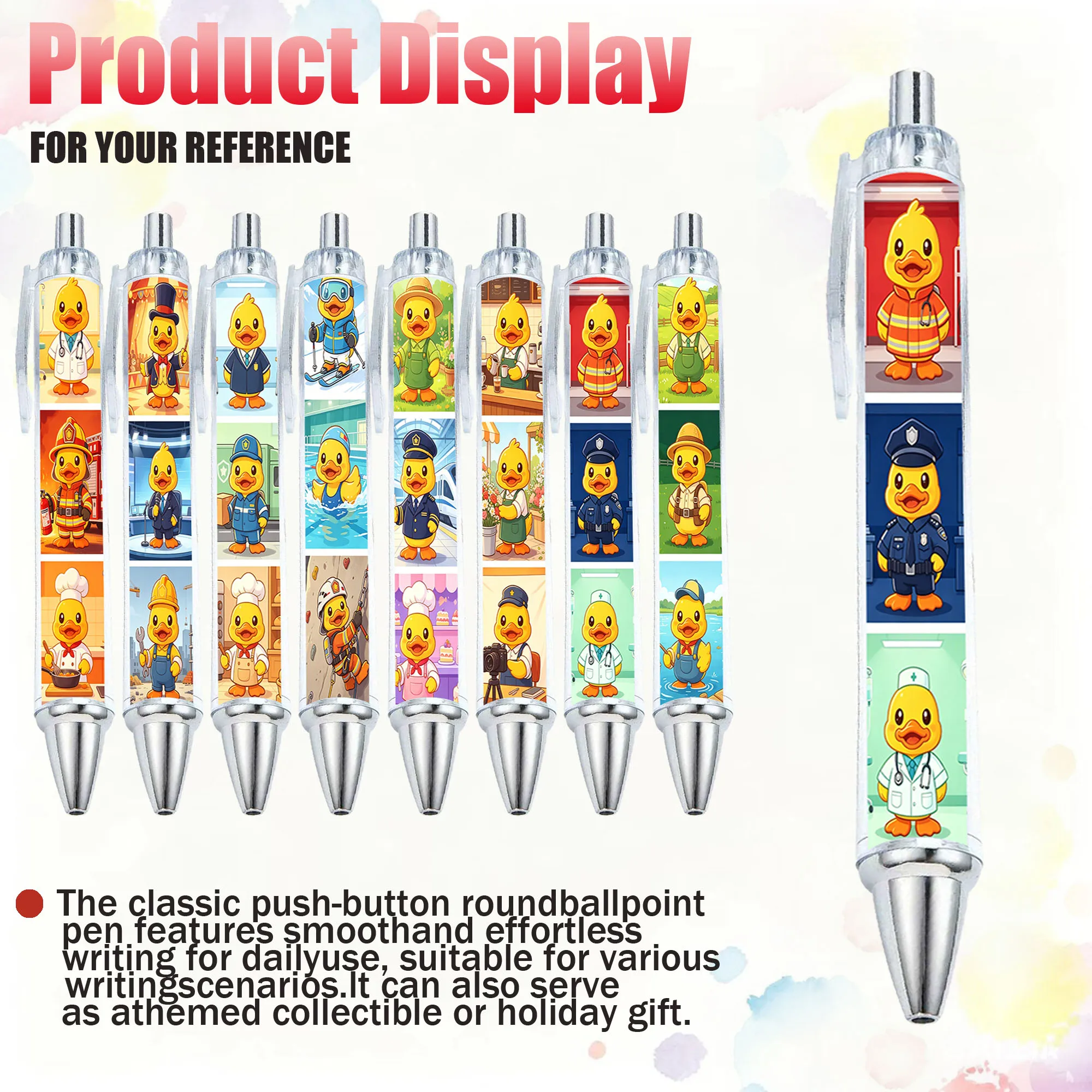 

7pcs/8pcs Various Duck themed ballpoint pens Creative Duck series Gift pens Teacher School Random Pattern