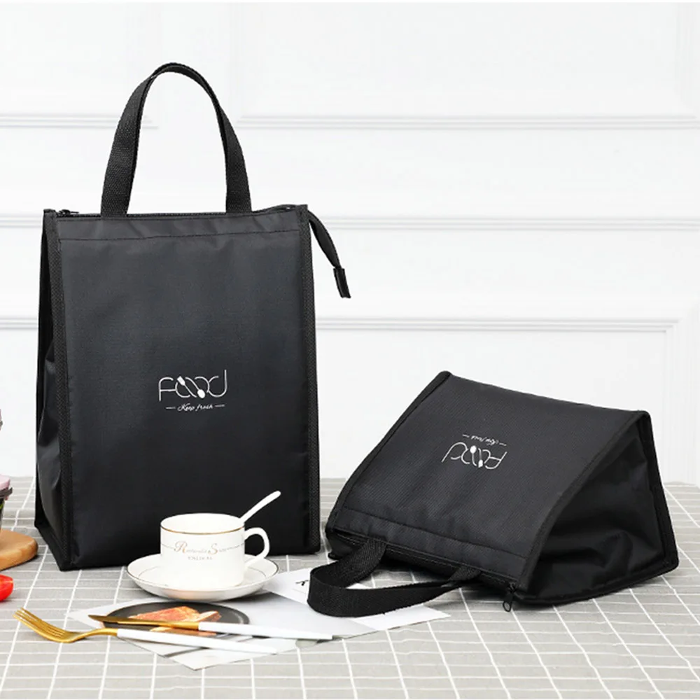 Black Travel Food Storage Box Handbags Thermal Insulated Office Picnic Bag Cooler Bags Lunch Bags Food Tote