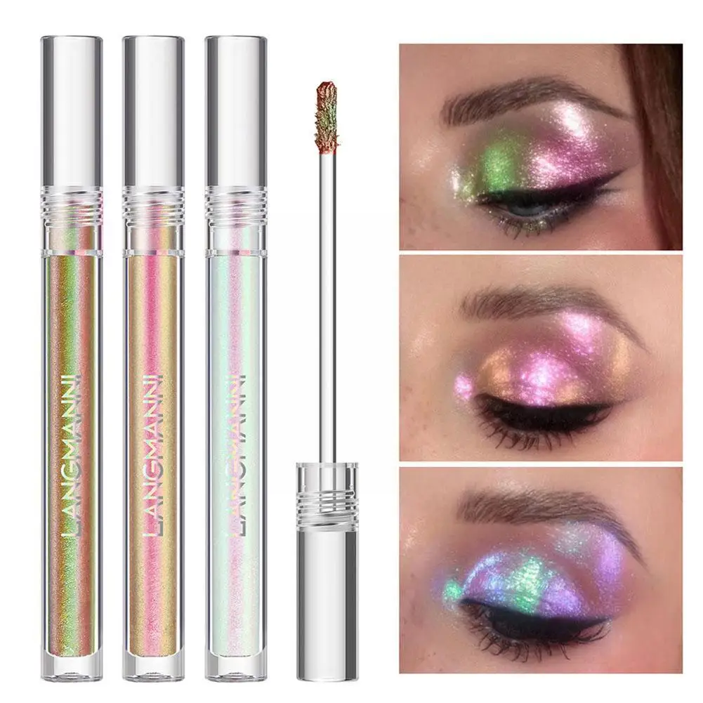 Sombra de ojos líquida de diamante, resaltador de secado rápido, resistente al agua, brillo de ojos duradero, súper sombra de ojos, brillo, Cosméticos brillantes, Pe S3G2