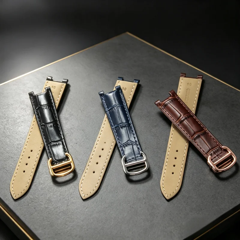 Applicable to Cartier-PashapashaSeries watch strap for men with notched genuine leather cowhide watch strap18 20 22mm