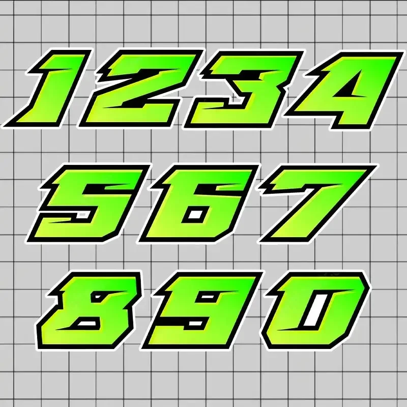 Racing Number 012345678910 Adesivi per casco moto per auto Impermeabile fai da te Decorazione serbatoio carburante per moto Decalcomanie in vinile stile sportivo