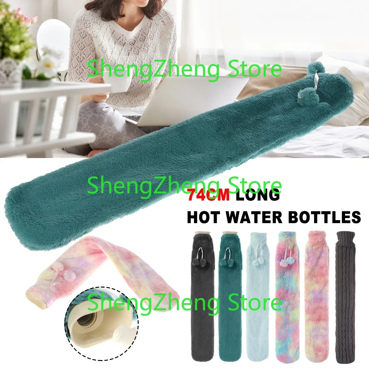 

2л длинная грелка для бутылки с меховой крышкой, резиновые грелки