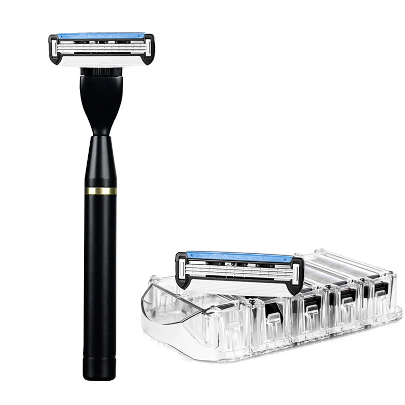 

Metal Handle Manual Profession Face Care Beard 3-Layers Blade Safety Raze And Shaving Razor Stand Shaver Base For Man