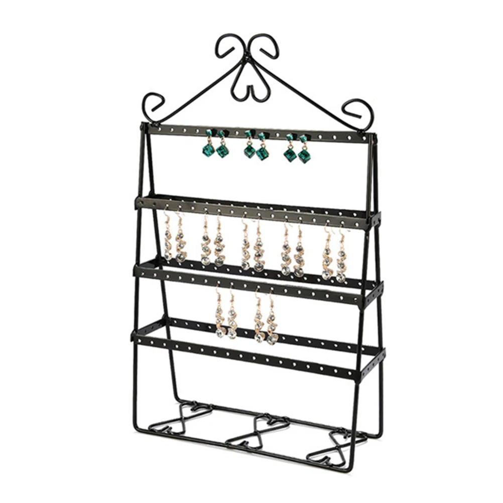 

Earring Pendant Rack Hanging Jewelry Display Holder Stand Earth Tones Black Metal Earrings