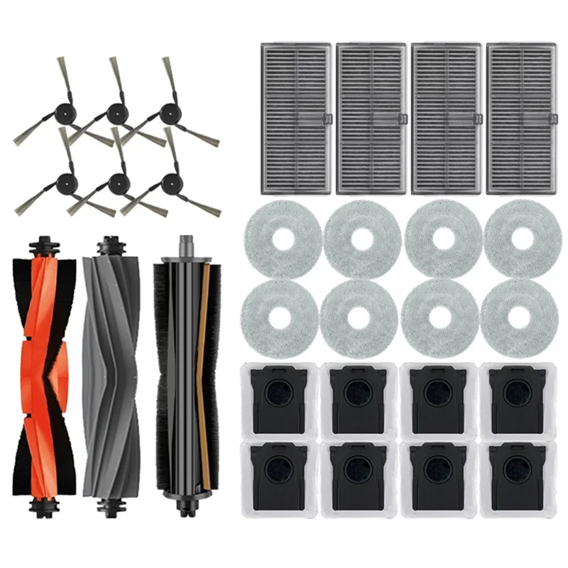 

A27F-For Dreame X40 Ultra/X40 Pro Robot Vacuum Spare Accessories Set-Includes Main Side Brushes, Mop Cloths, HEPA Filters, Dust