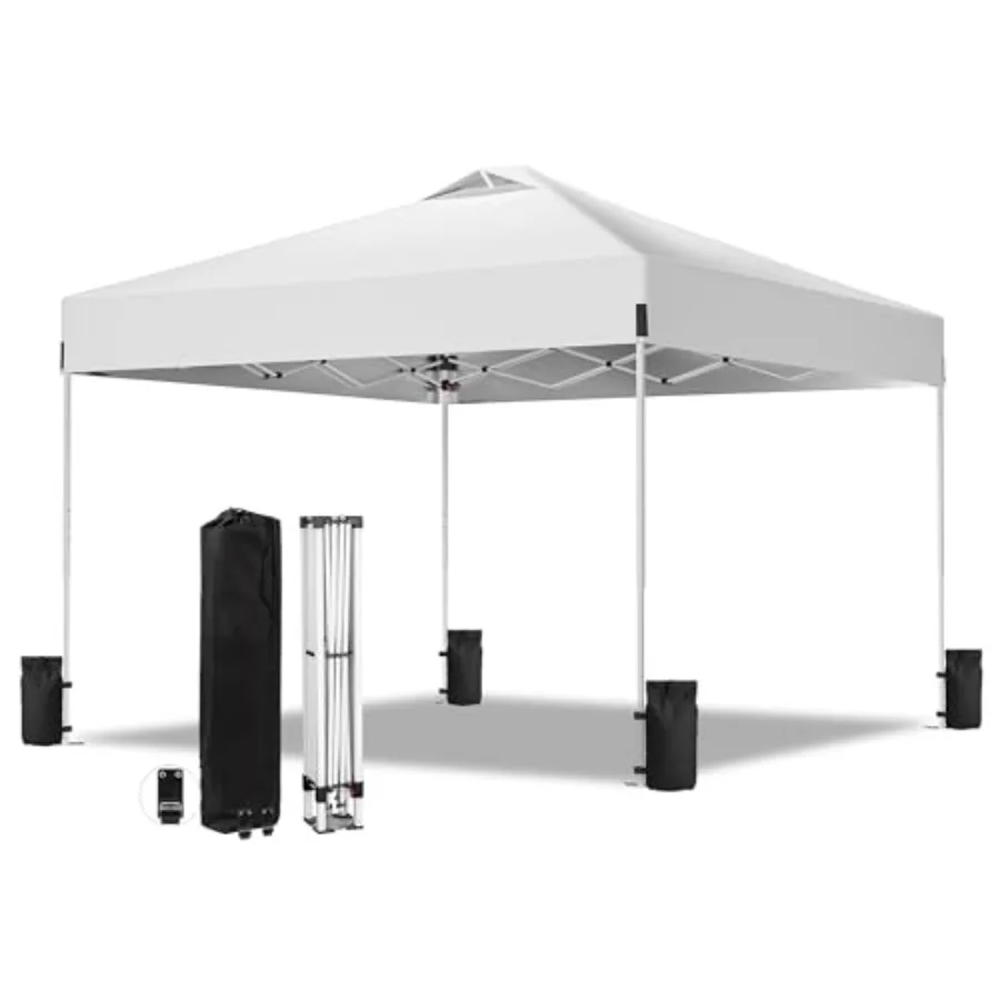 

Белый складной шатер-тент 3х3 м с колесной сумкой для переноски, мешками с песком, простой в установке, портативный, для улицы, навес от солнца для мероприятий