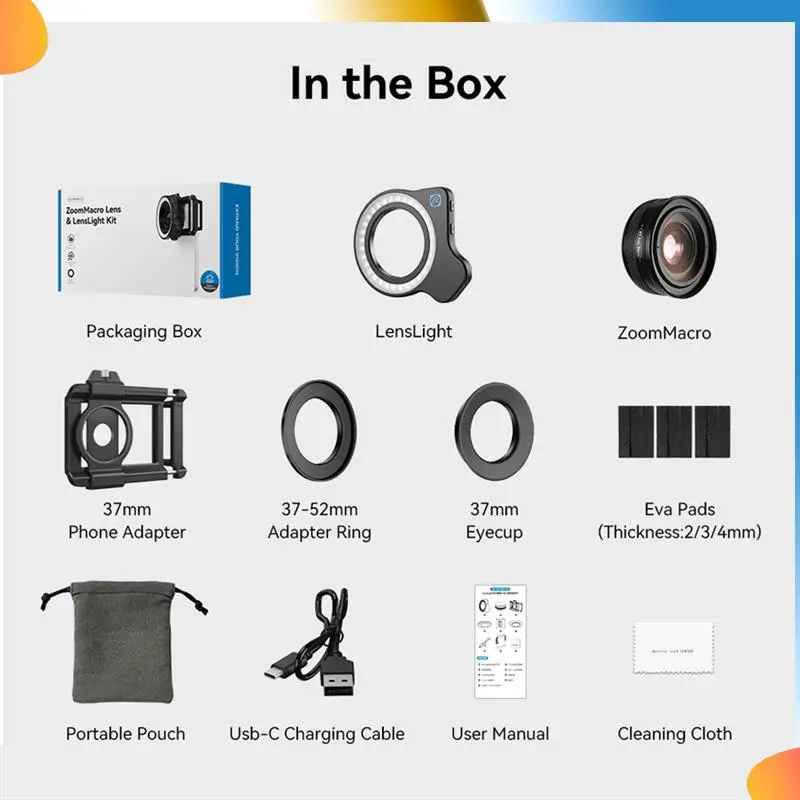 

B48A 10-20X Zoom Macro Lens With LED Fill Light Universal Clamp HD Camera Lens Kit For Iphone Samsung Smartphones