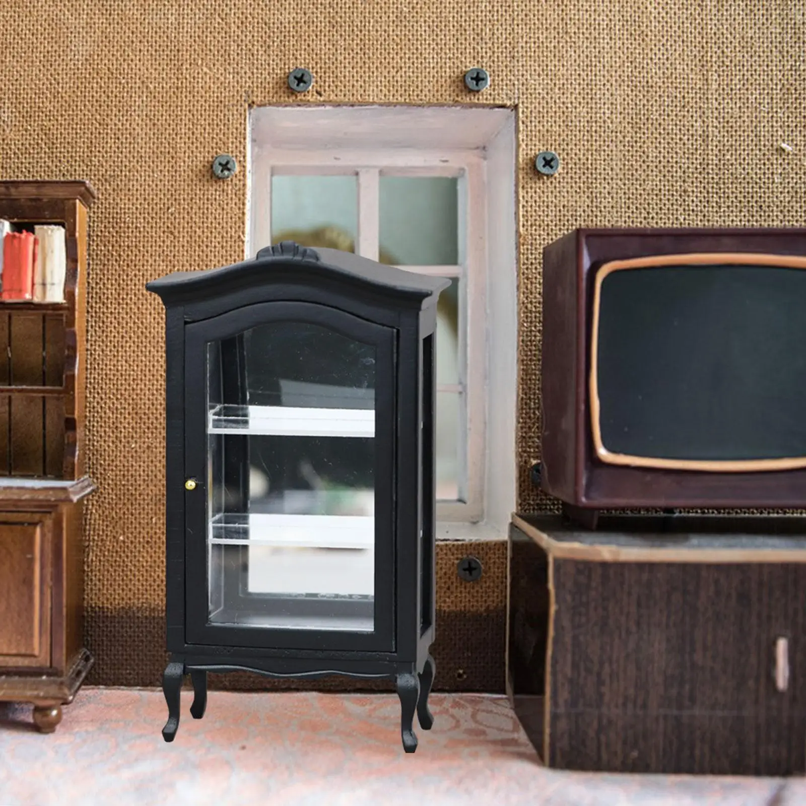 Dollhouse Cupboard Dollhouse Bookshelf Wood Dollhouse Cabinet Holiday Gifts