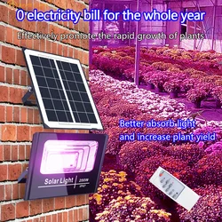 Solar powered plant growth floodlight full spectrum light bulb hydroponic lamp greenhouse flower seed planting tent.