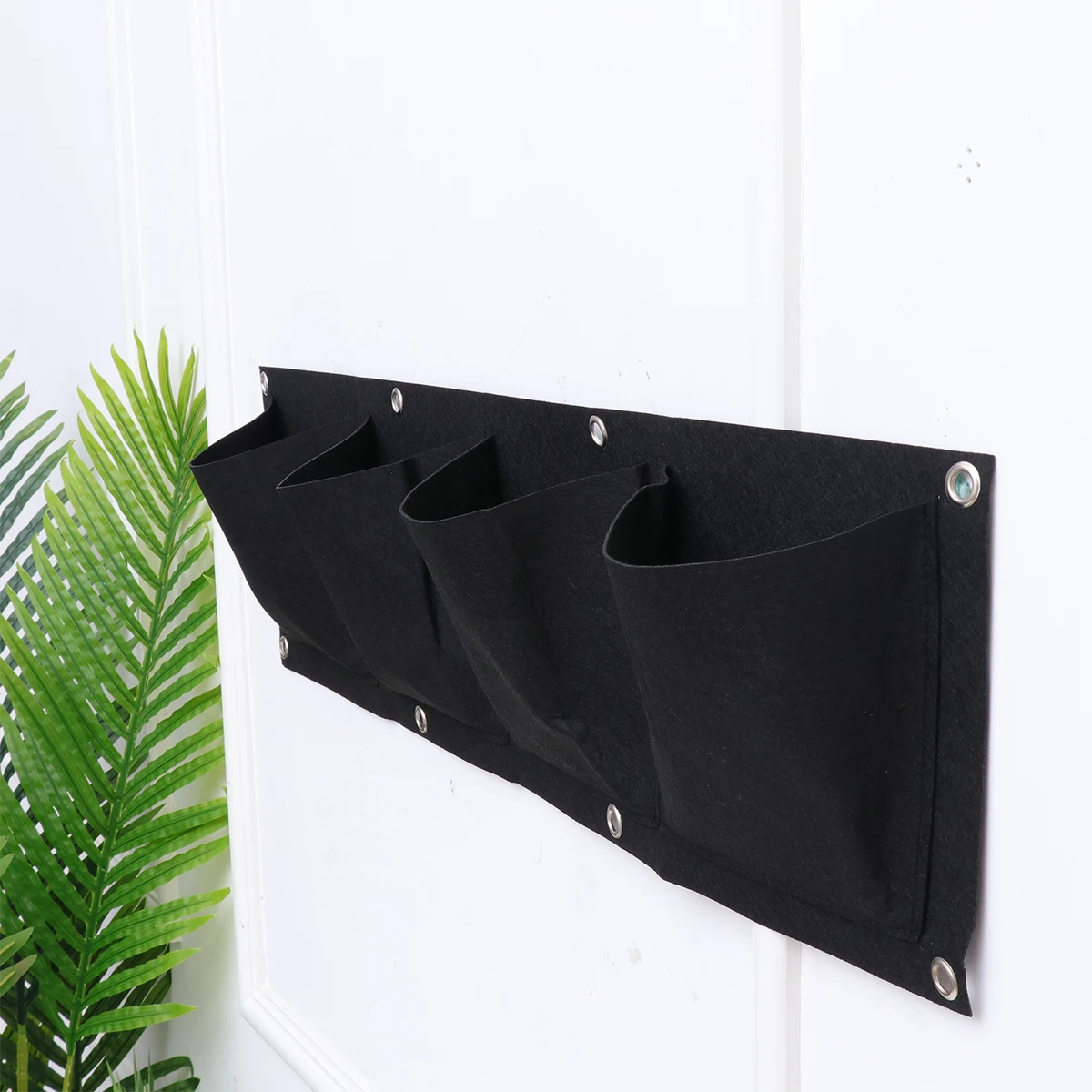 

4-Pocket Wall Hanging Plant Bag Vertical Felt Grower for Balcony Garden Outdoor Space-Saving Multi-Pocket Planter Container