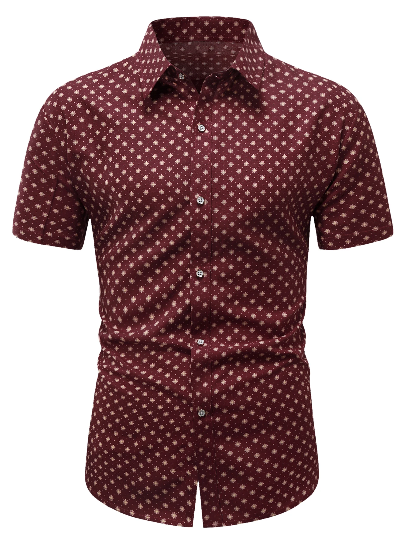 Men\'s Dots Printed Short Sleeved Button Up Shirts Casual Dressing Shirts Short Sleeve Button Down Shirts Summer Casual Shirts