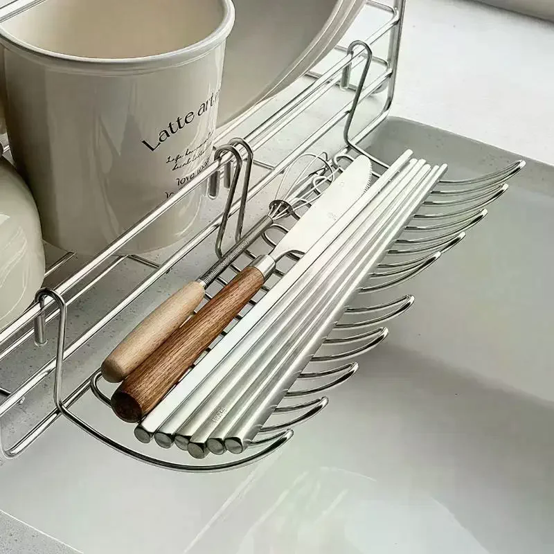 2Pcs Stainless Steel Drain Basket, Expandable Small Hanging Rack, Storage Basket for Kitchen Home Use