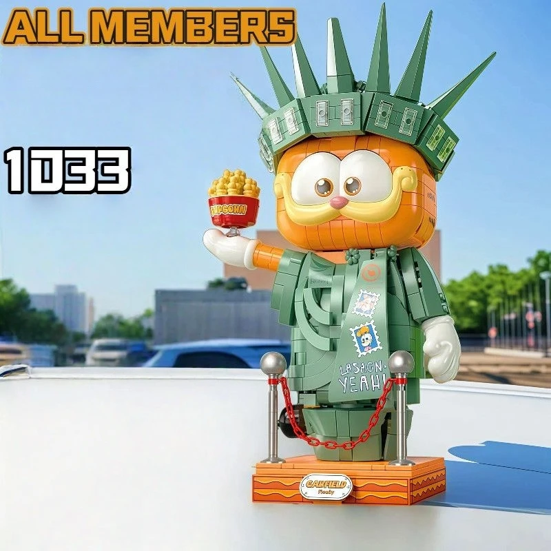 Figurine Garfield en blocs de construction, jouet interactif tendance, ornement de bureau, décoration de chambre, cadeau pour fêtes