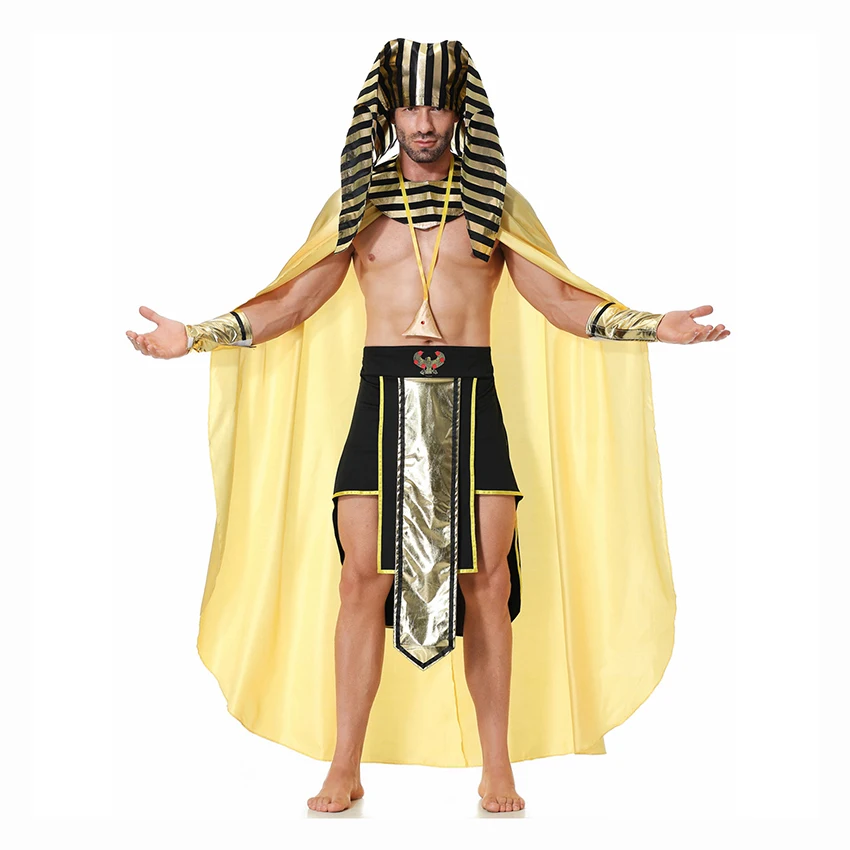 

Eye of Providence Pharaoh Egypt Ancient Greek King Cosplay Dress Sorcerer Vintage Halloween Costume for Men Carnival Cloak Cape