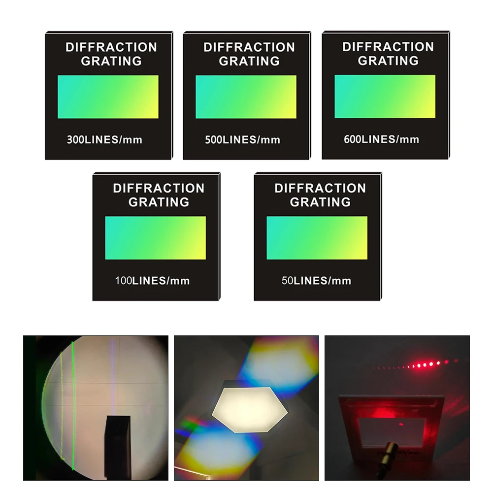 1PC Transmission Diffraction Grating Sheet 50/100/300/500/600 Lines For Spectral Decomposition And Wavelength Measurement