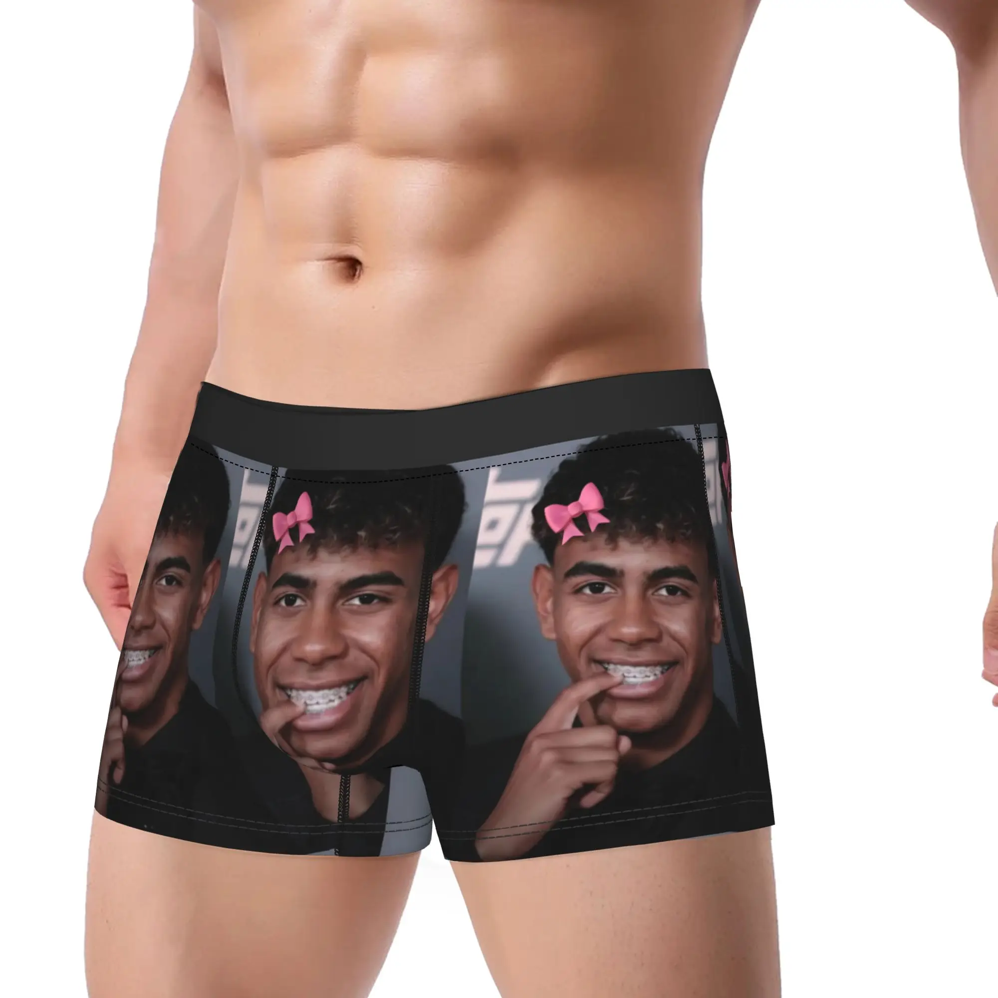 Men Yamals Funny Meme Long Underwear Spanish Football Novelty Boxer Briefs Shorts Panties Male Polyester Underpants Plus Size