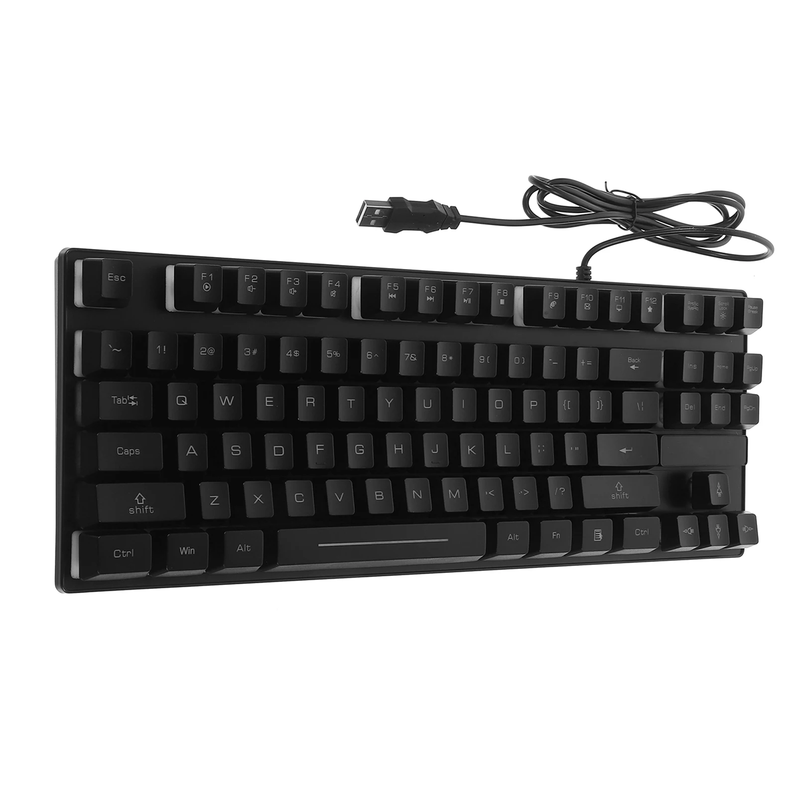 

87 Keys Gaming Keyboard Wired USB Computer Backlit LED Compact Pink Keycaps Korean Layout Waterproof Multimedia