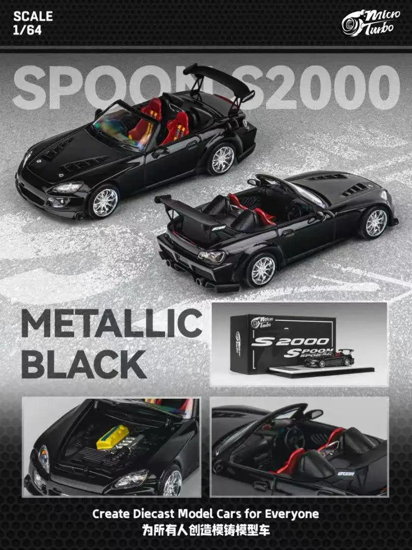 MicroTurbo MT 1:64 S2000 Spoon Metallic Black Model car