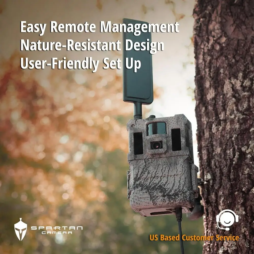 Câmera de trilha 4G LTE com 96 °   Lente ampla, alimentação ao vivo, GPS, captura sob demanda, alertas em tempo real, lítio integrado, Spartan Camo (Verizo