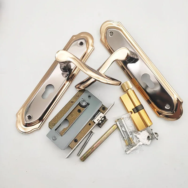 Titanium Black Gold Interior Door Lock Wooden Door Handle Lock Pressure Handle Lock Bedroom Door Handle Hardware Accessories