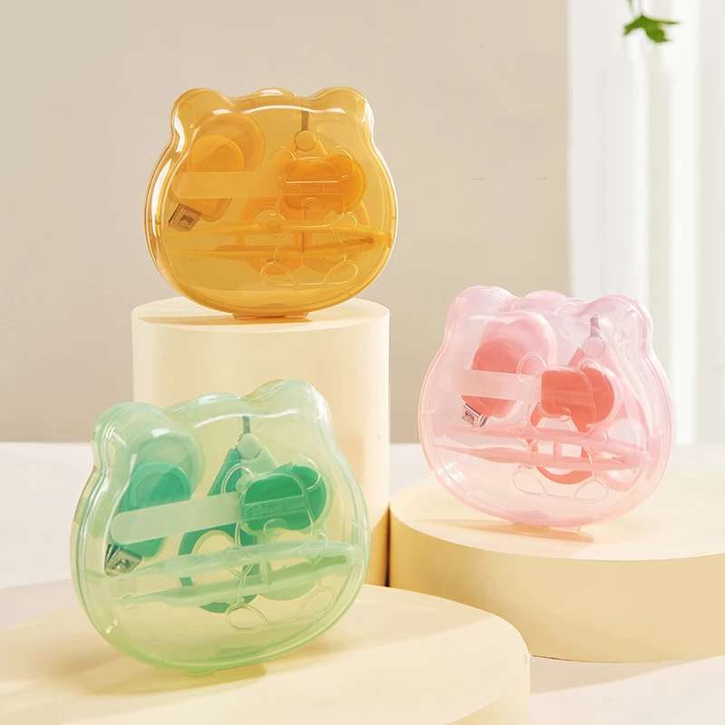 4-in-1 Cure Bear Baby Nail Clipper Set with Case, Baby Care Set: Baby Nail Clipper, Scissor, Nail File&Tweezer,Baby Manicure Kit