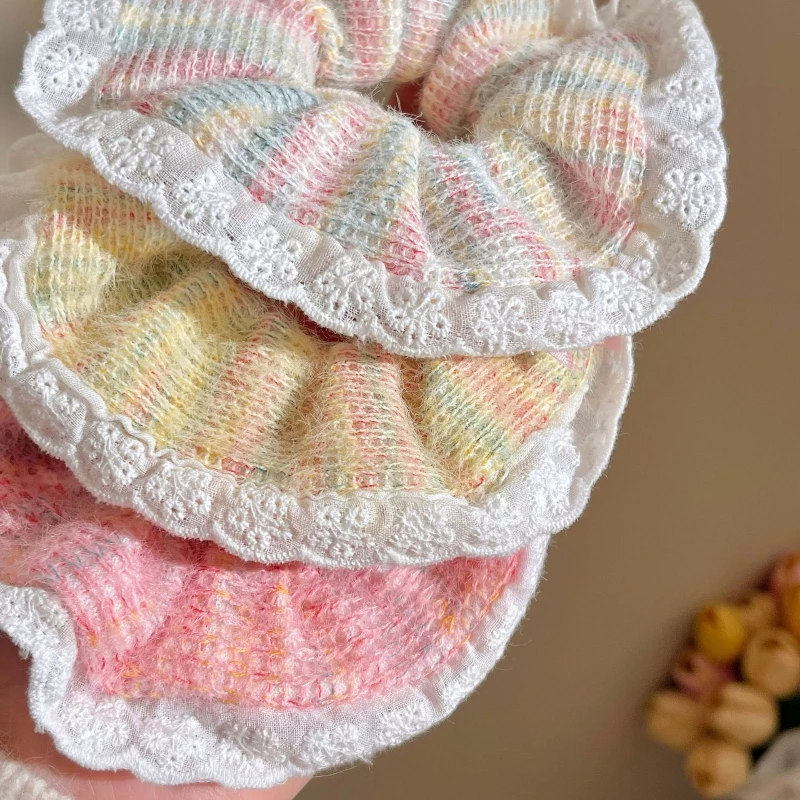 Осенне-зимняя милая кружевная элегантная повязка на голову с толстой кишкой, градиентная повязка на голову с мороженым для девочек, лесные аксессуары для волос, пряжа 헤드 Licht드