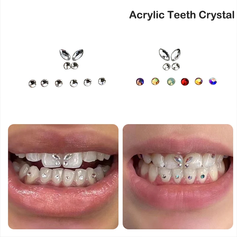 Fresa de diamante de 10 piezas para blanqueamiento Dental, adorno de cristal acrílico para dentadura, decoración de dientes, higiene bucal