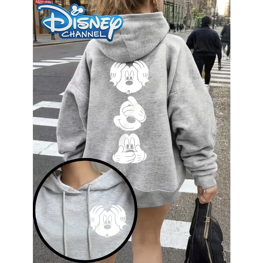 

Толстовка Disney с Микки Маусом, мужская и женская толстовка с капюшоном, повседневный топ с мультяшным принтом, серый мужской модный свитшот большого размера, новые толстовки