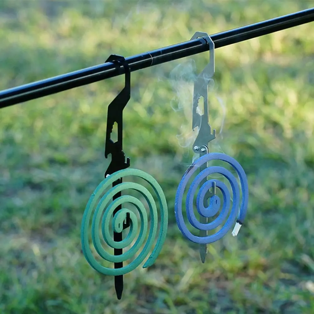

Creative Tent Ground Stakes Portable Stainless Steel Mosquito Coil Holder Easy-Grip Hook Design Outdoor Tent Nail