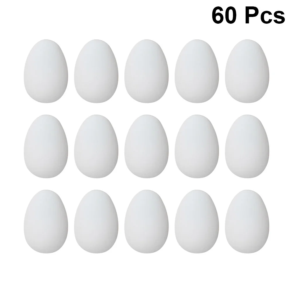 

60 PCS Painted Eggs Attractive DIY Colored Drawing Gift Break-resistant Painting Graffiti Pretend Play