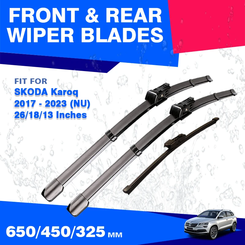 For Skoda Karoq NU7 Front Rear Windshield Wiper Blades Sportline SE SEL 2017 2018 2019 2020 2021 2022 2023 Car Accessories Back